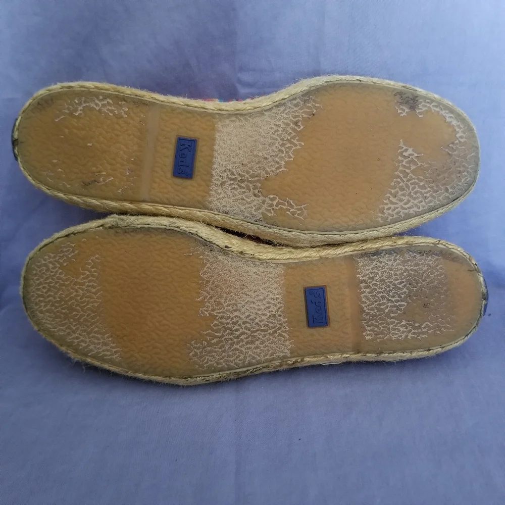 Keds Rainbow Stripe Espadrille Slip On Flats Canvas Shoes Women’s 6